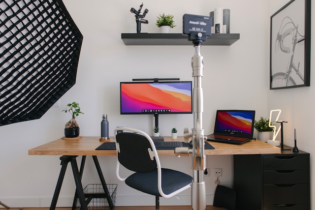 content creator setup with desk